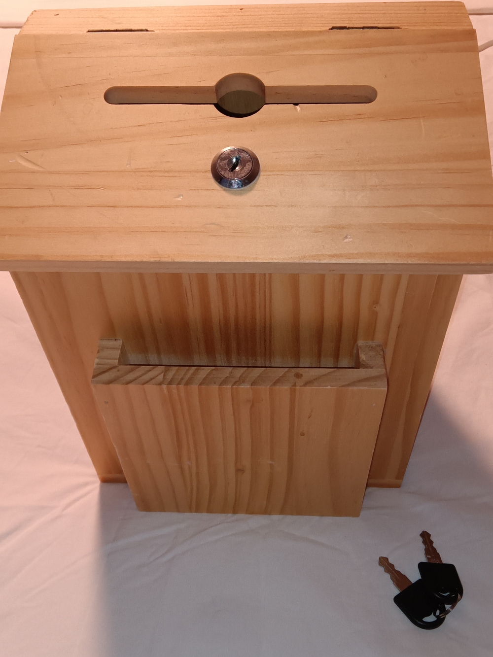 Natural Wood Suggestion Box with Key Lock - Unbranded